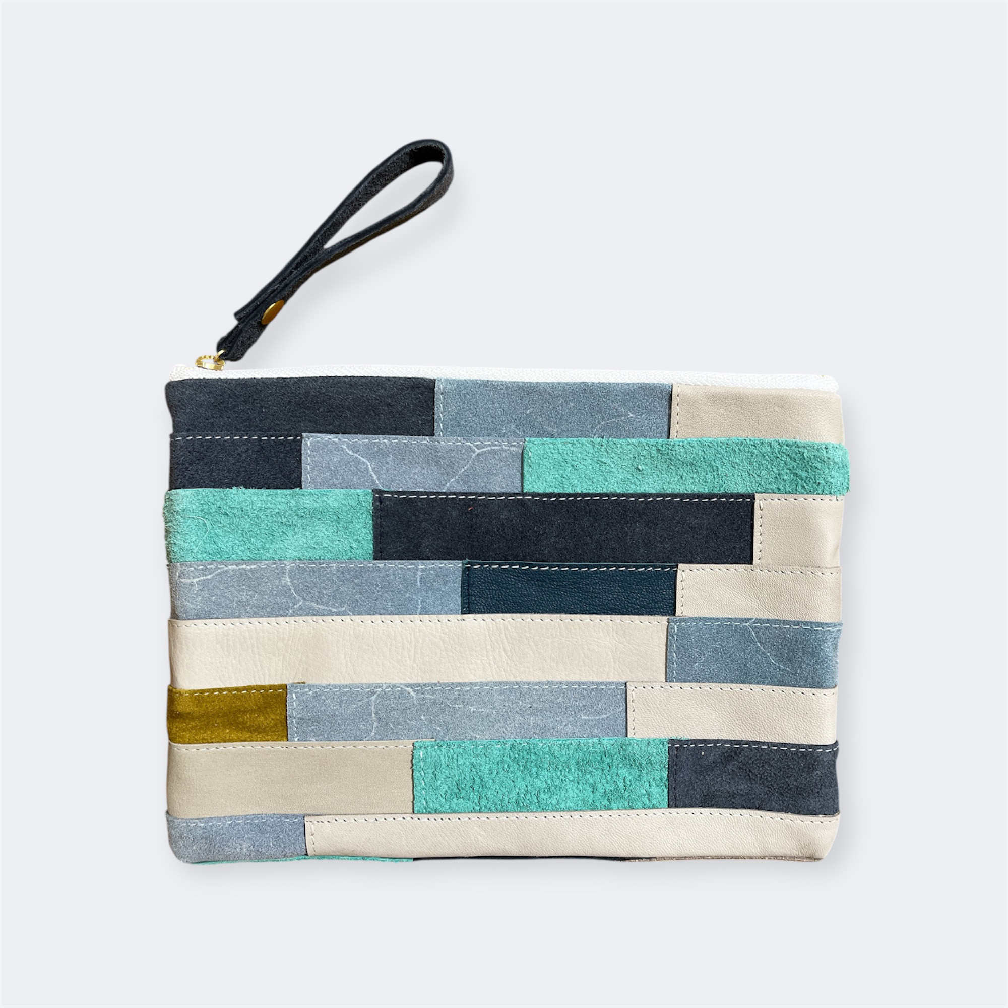 本革モザイクポーチ／cool