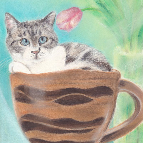 原画】『シンディー』（猫 シンガプーラ 絵画 パステル画）