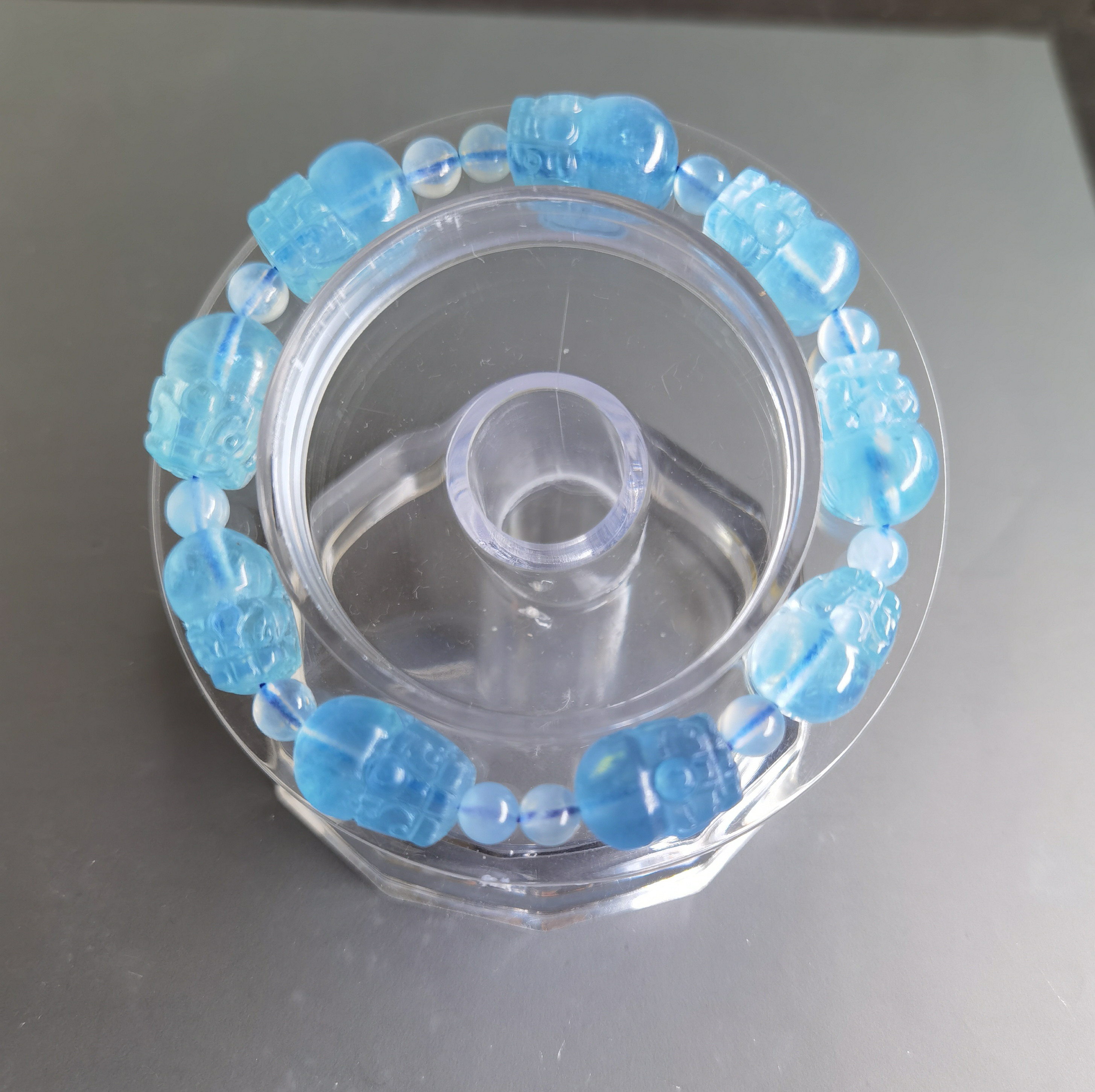 縁起物 アクアマリン貔貅（ヒキュウ）守護ブレスレット