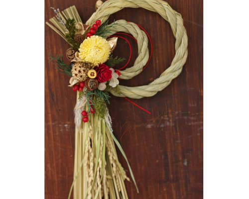 お正月飾り2024レッド しめ縄・しめ飾り nancys 通販 18508875｜Creema