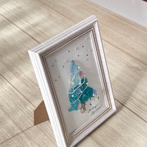 Creema限定クリスマス2024 シーグラスアート ネコちゃん達の