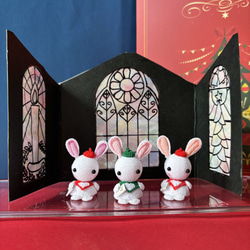 うさぎのお雛様フルセット①(ピンク) 保管ケーキ付き つまみ細工