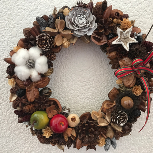 新作＊X'mas》木の実と林檎の北欧のクリスマスリース（受注制作＊予約