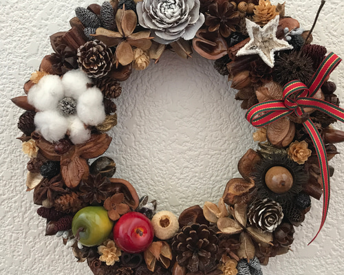 新作＊X'mas》木の実と林檎の北欧のクリスマスリース（受注制作＊予約