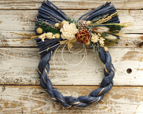 【 blue 】クリスマスリース しめ縄リース お正月飾り しめ縄 お正月 お正月飾り2024ロイヤルブルー しめ縄・しめ飾り nancys 通販 18508978