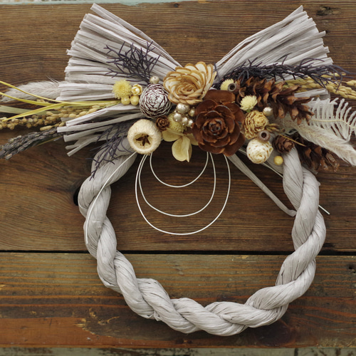 24.しめ縄リース お正月飾り2024グレーリース しめ縄・しめ飾り nancys 通販 18509024
