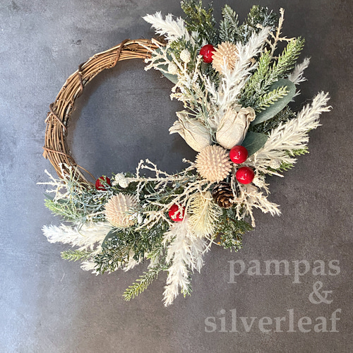 クリスマスリース パンパスグラス 冬 クラスペディア ユーカリ