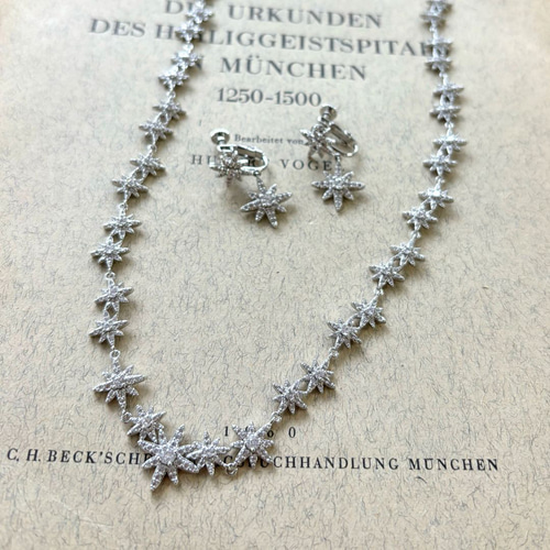 ステラジルコニアネックレス＆イヤリング/ピアスset RL-54|結婚式