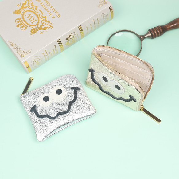 【メタリックホイルキョロメmini全3色】高級感のある薄くて軽い/思わず誰かに見せたくなるキョロメコンパクトミニL字財布 4枚目の画像