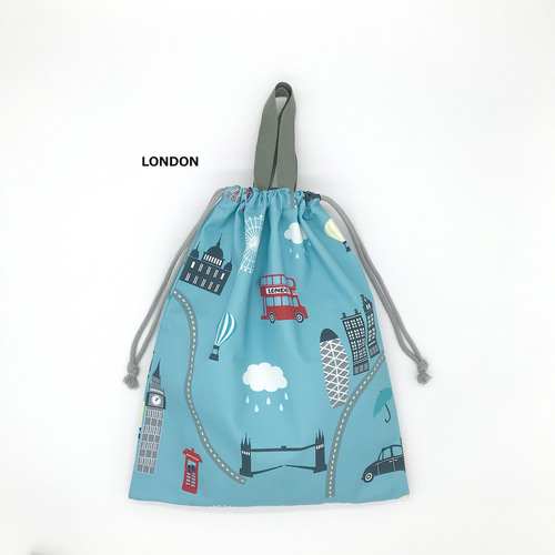 撥水加工ポリエステル 持ち手付き巾着 BOYS 体操服袋・お着替え袋 LOVE