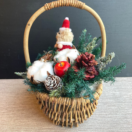 一点物／新作【クリスマス】くまサンタさんのナチュラルアレンジ