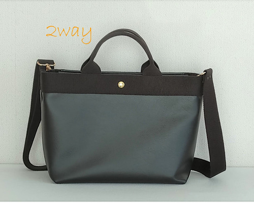 【ネット限定】 ⭐【ファスナー入口】/2wayトートバッグ/ブラック トートバッグ ミュージシャン