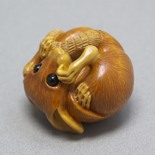 根付】丸鼠 / まるねずみ（御蔵島産 黄楊材 使用） 和装小物（帯・半襟