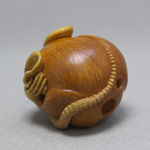 根付】丸鼠 / まるねずみ（御蔵島産 黄楊材 使用） 和装小物（帯・半襟