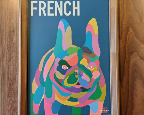 FRENCH】アートA4 A3 インテリア デザイン レトロ 犬 DOG フレンチ