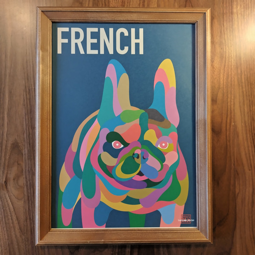 FRENCH】アートA4 A3 インテリア デザイン レトロ 犬 DOG フレンチ