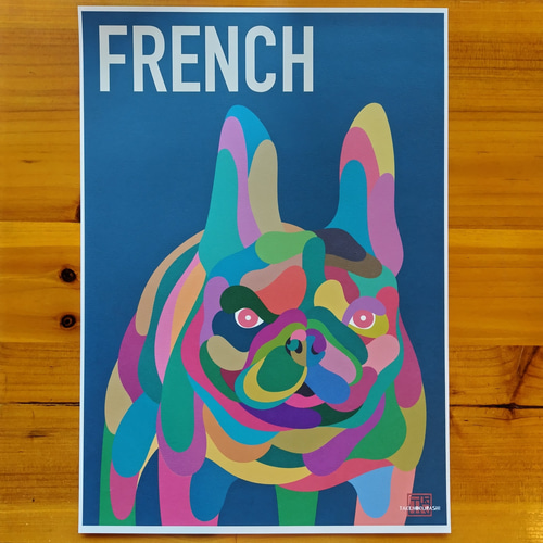 FRENCH】アートA4 A3 インテリア デザイン レトロ 犬 DOG フレンチ