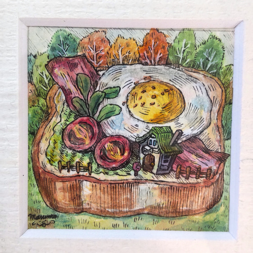 【原画】「ほうさく」額縁付き ペン 水彩画 原画】「ほうさく」額縁付き ペン 水彩画 絵画 marumo 通販