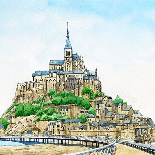 フランスを描く モンサンミッシェル編 ドリル版 水彩画プロの裏