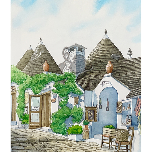 NY ニューヨーク　アーティスト作品　アルベロベロ風　切り絵 アルベロベッロ」 by 山崎 英男｜Artmeter｜暮らしを彩るアートが