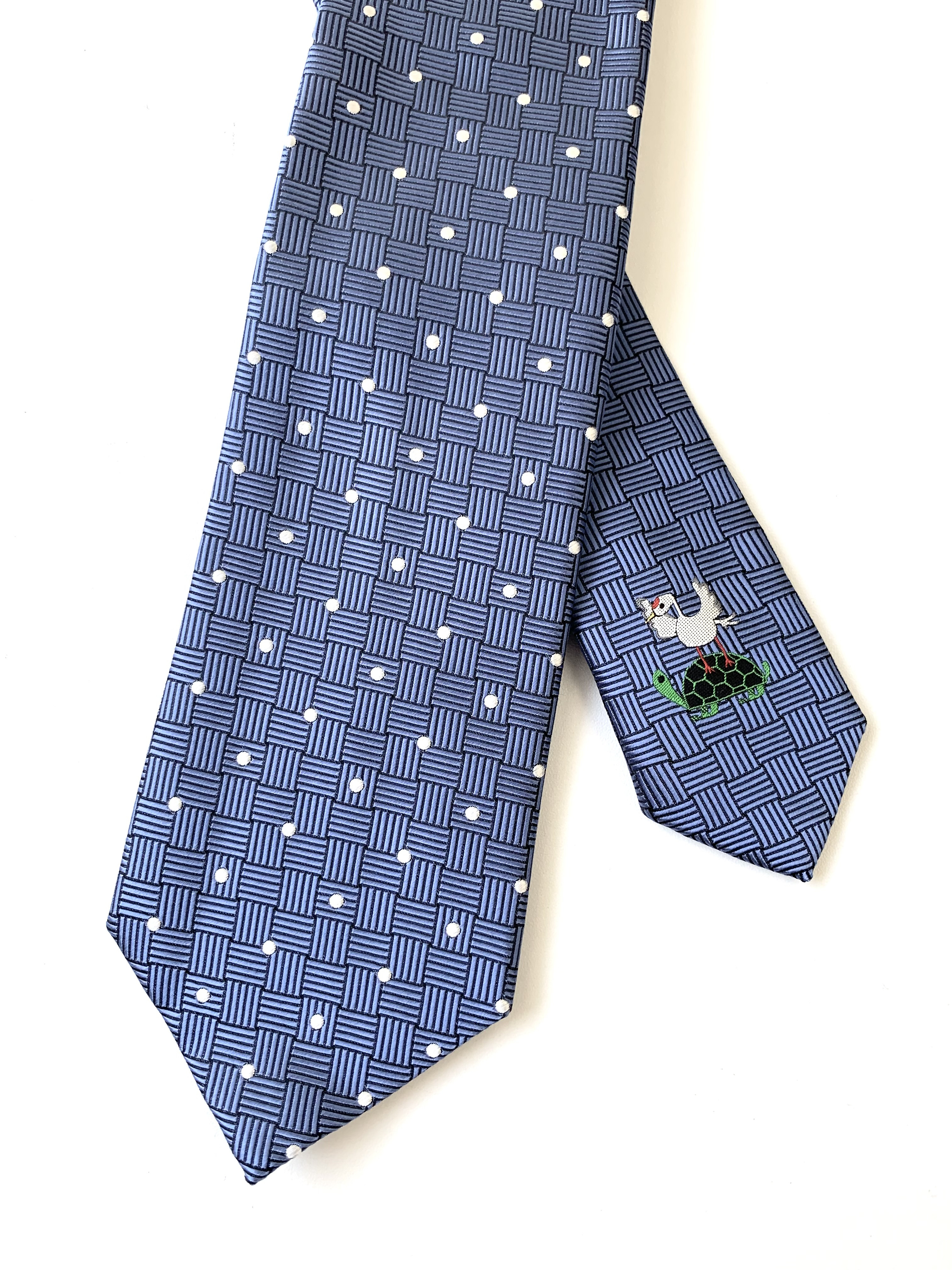 縁起ネクタイ　鶴は千年、亀は万年　送料無料　ブルー