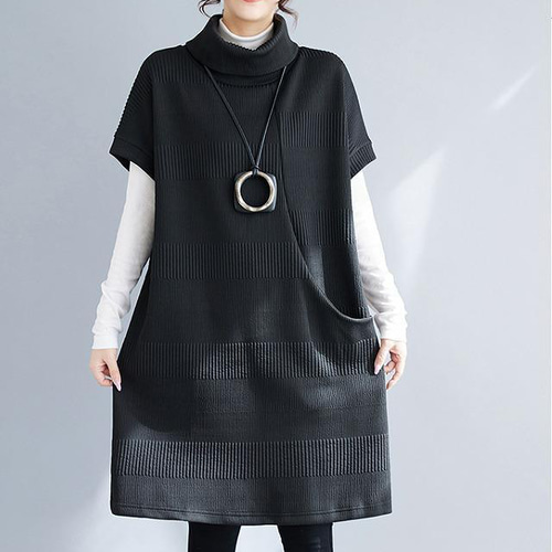 大きいサイズ チュニックニット レディース 秋冬春 新品 ハイネック