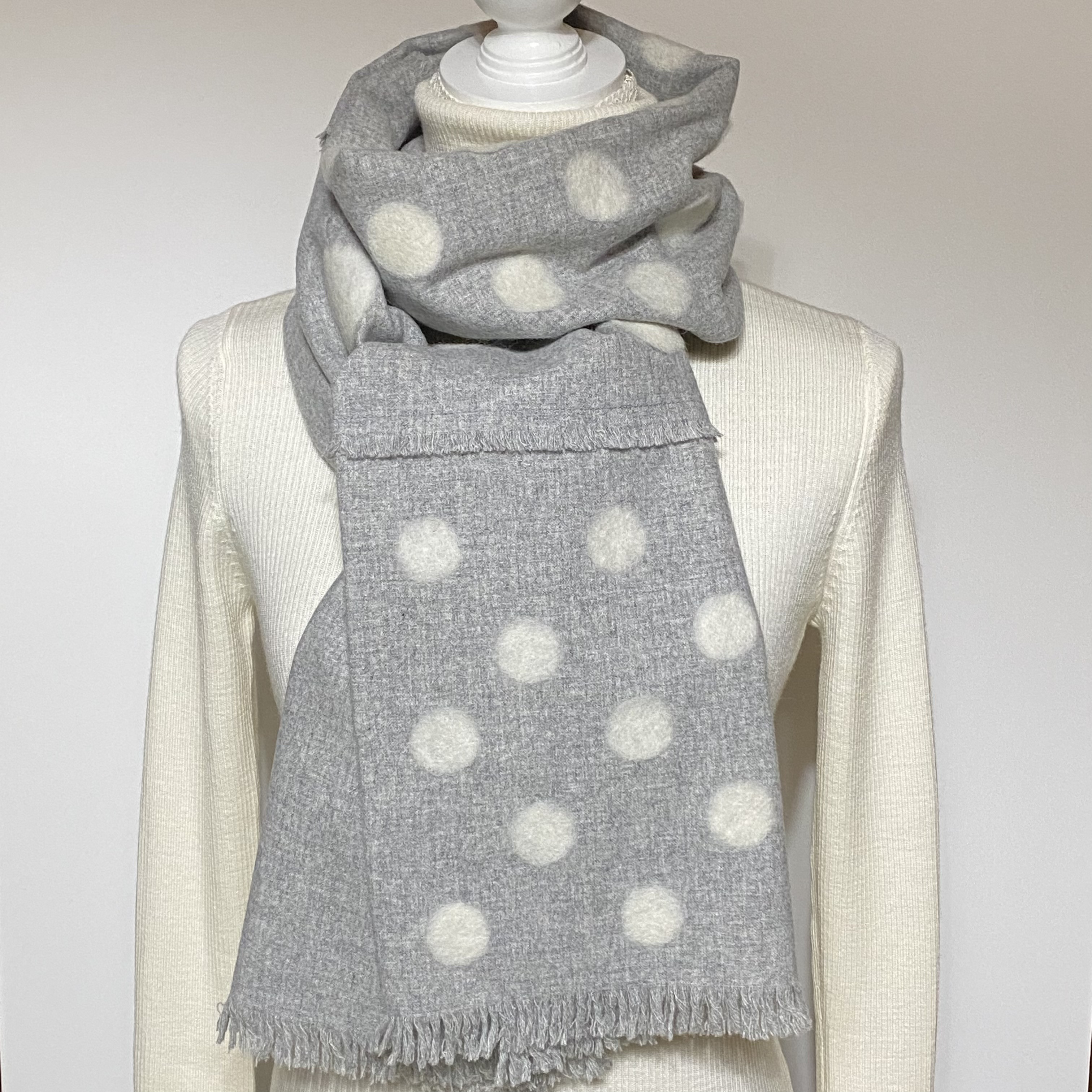 ＊MIXドットアクセントのロングウールマフラー/トップライトグレー