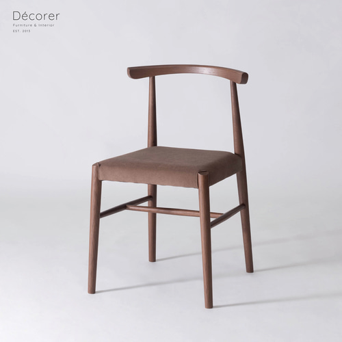 軽量設計】オーク材とファブリックのアームレスダイニングチェア 【1脚