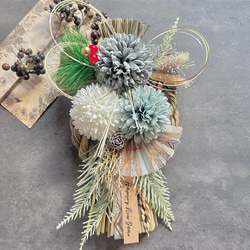 No.74 カラー八の字しめ縄リース2024 ハンドメイドお正月飾り 玄関