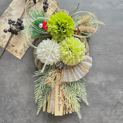 No.240ハート型カラーしめ縄リース2024 ハンドメイドお正月飾り玄関