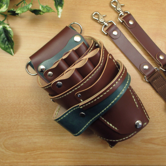 【トリマー向き】 ７丁差し　ヌメ革ナチュラル　シザーケース　TSC-10/NA トリマー向き】 7丁差し ヌメ革ナチュラル シザーケース TSC-10