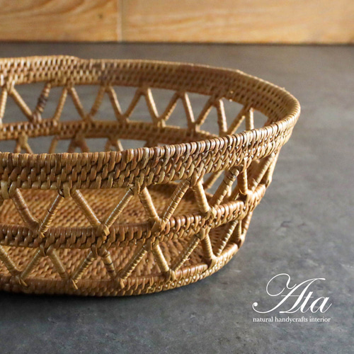 ◇翌日出荷◇アタの透かし編みギザギザかご♪ みかんかご A10 中皿