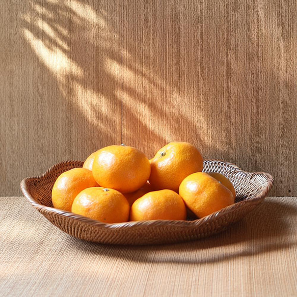 ◇翌日出荷◇みかんかご みかん入れ 花びらのようなフチが可愛い編み皿