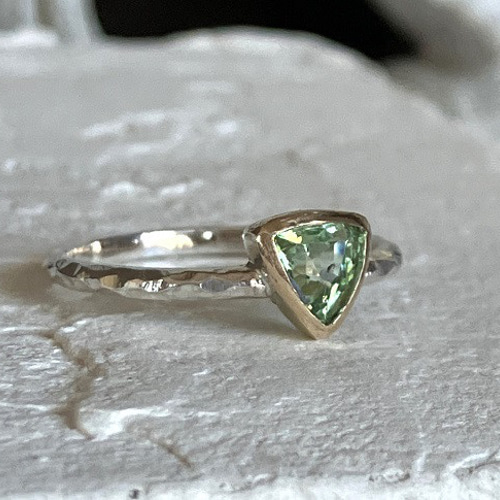 送料無料】爽やかミントグリーン トルマリン・リング（silver925/k10