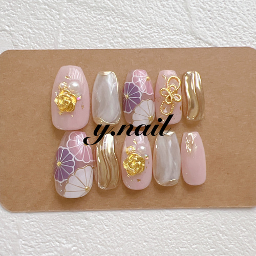 ネイルチップ/成人式ネイル/振袖ネイル/前撮りネイル/和装ネイル