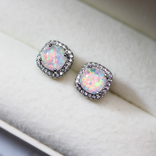 MSP155】極上 美しいオパール 取り巻きピアス／イヤリング変更 ノン