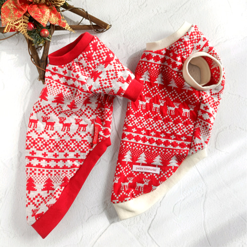 ノルディック柄 タンクトップ トレーナー クリスマス 犬服 ペット服
