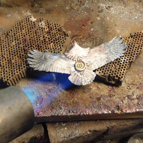 シルバー925イーグルペンダントトップ手彫りハンドメイド