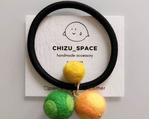 No.77》カラフルな羊毛フェルトのヘアゴム ヘアゴム chizu 通販