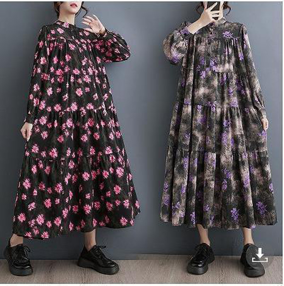 人気　大きいサイズ レディース ワンピース　ゆったり　春 秋冬 新品 長袖 大きいサイズ】 レディース ロング ワンピース 春 秋冬 新品