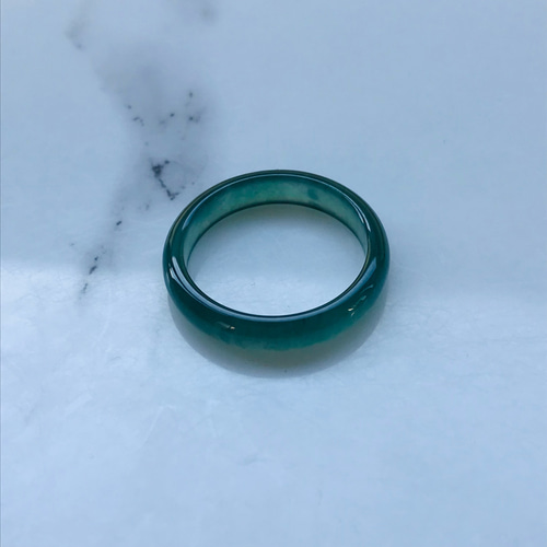 多面カット 本翡翠（推定） くり抜きリング 15号 天然石 ジェダイト 指輪 緑 R300-0117］ ジェイド JADE ヒスイ 本翡翠 くりぬき リング 天然石