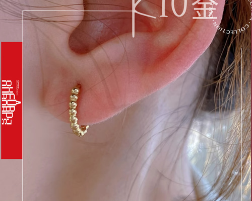 ＊kana＊10金【2×15mm 定番フープピアス】K10刻印入 新品！ 10金【2×10mm 定番フープピアス】イエローゴールド K10刻印入