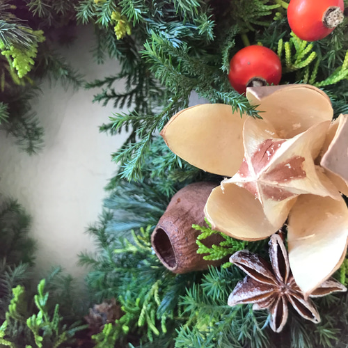 クリスマスリース(*^^*) フレッシュリース　木の実リース クリスマスリース(*^^*) フレッシュリース 木の実リース（森の