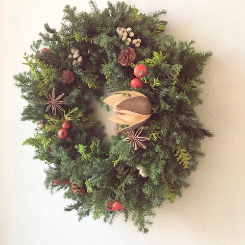 自然素材100％フレッシュ＆ドライフラワー フレッシュグリーンと木の実