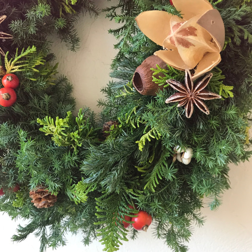 クリスマスリース(*^^*) フレッシュリース　木の実リース クリスマスリース(*^^*) フレッシュリース 木の実リース（森の
