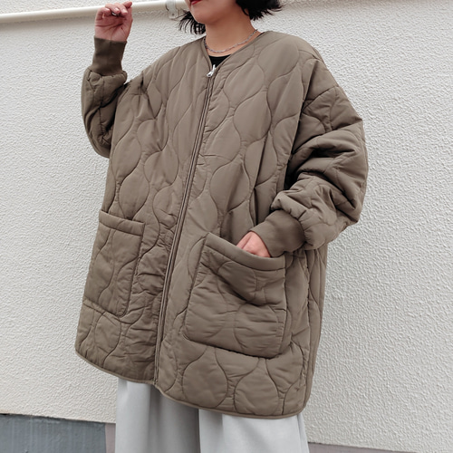 冬物最終セール】軽くて暖かい リバーシブル中綿キルティングコート