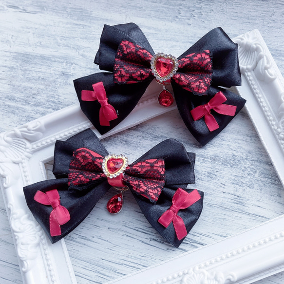 ヘアクリップ 2個セット 黒 赤 ヘアピン marumin 通販 18510836