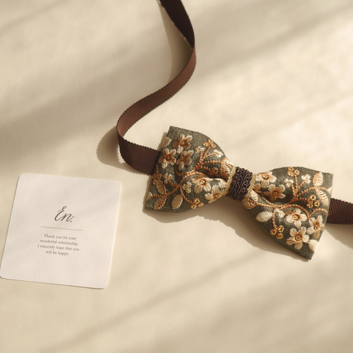 khaki 】タイベルト付蝶ネクタイ 結婚式 新郎 インド刺繍リボン khaki 】タイベルト付蝶ネクタイ 結婚式 新郎 インド刺繍リボン