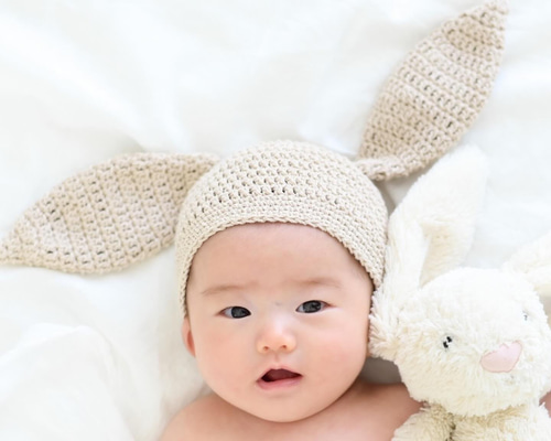 ウサギ帽子 ビッグうさみみ帽子 帽子(ベビー・キッズ) haru.knit