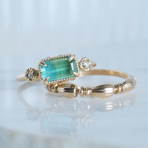 blue&green バイカラートルマリン ring / K10YG【1点限り】 指輪